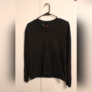 Hanes three button long sleeve
